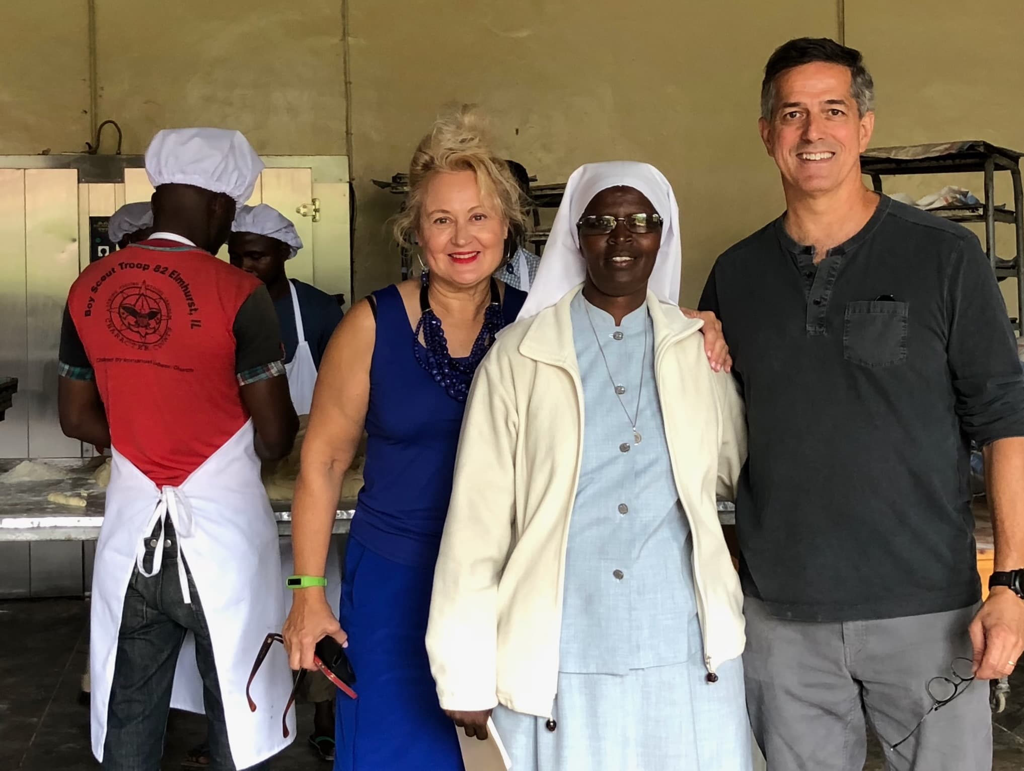 Carolina and Ernie at a Rwanda bakery