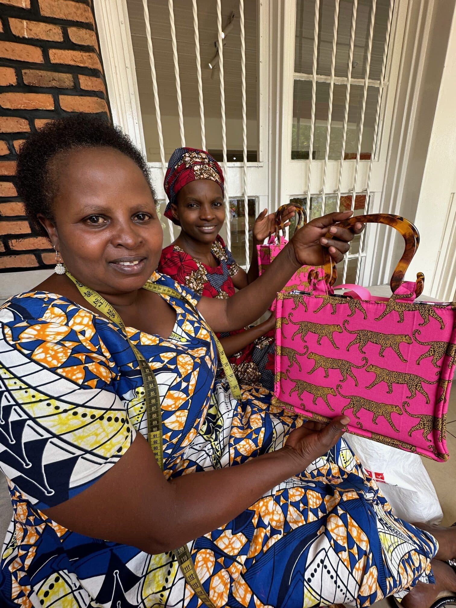 Seamstresses with handcrafted bag